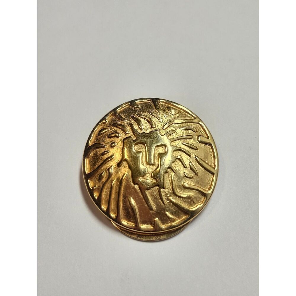Vintage Anne Klein Lion Head Scarf Clip Goldtone
